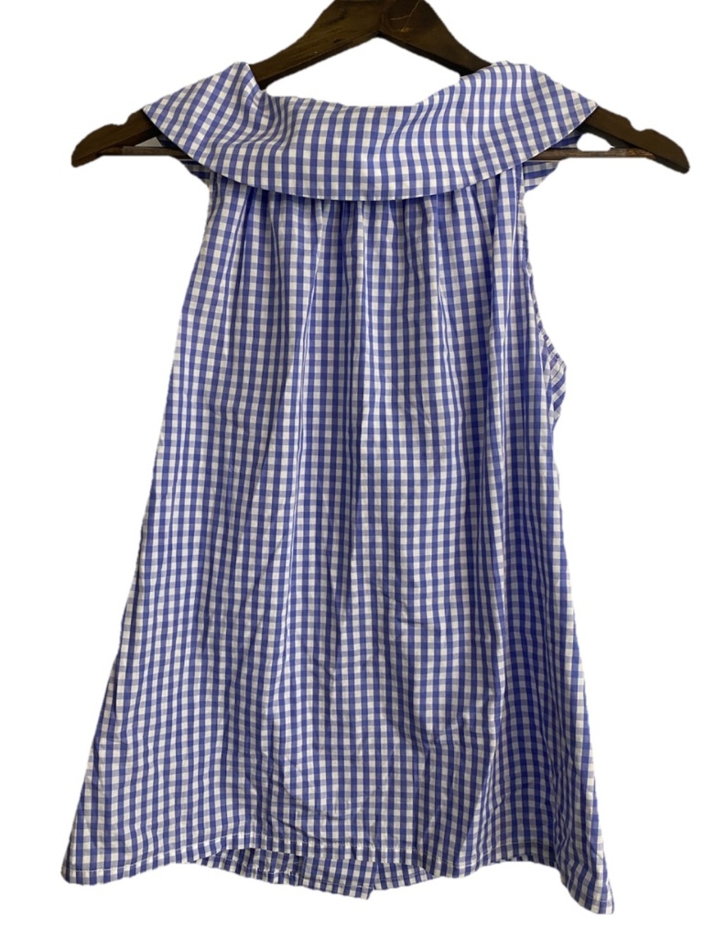 Sara Campbell Blue & White Gingham Sleeveless Button Back Top Women’s Size Small